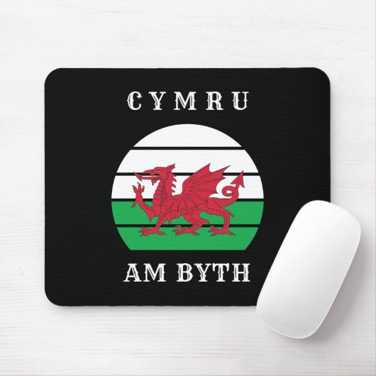 Wales Flag cymru am byth trots to be Welsh Muismat (Met muis)