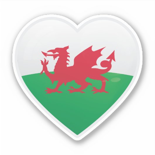 Wales Flag Love Icon Sticker (Voorkant)