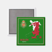 Wales Flag Map & Royal Badge Magneet (Voorkant / Achterkant)