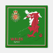 Wales Flag Map & Royal Badge Magneet (Voorkant)