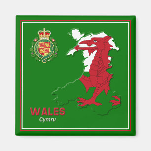 Wales Flag Map & Royal Badge Magneet