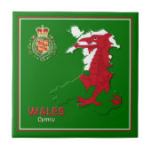 Wales Flag Map & Royal Badge Tegeltje (Voorkant)