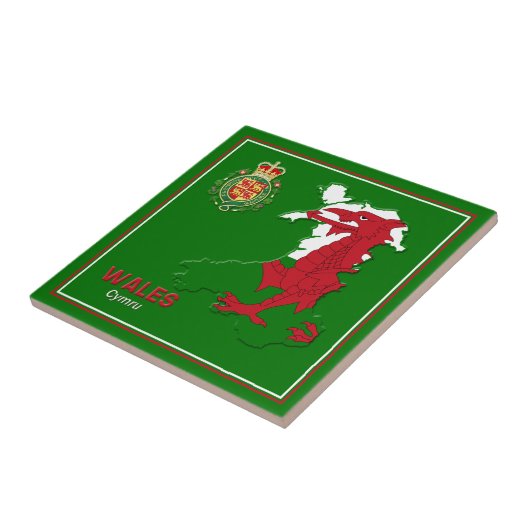 Wales Flag Map & Royal Badge Tegeltje (Zijkant)