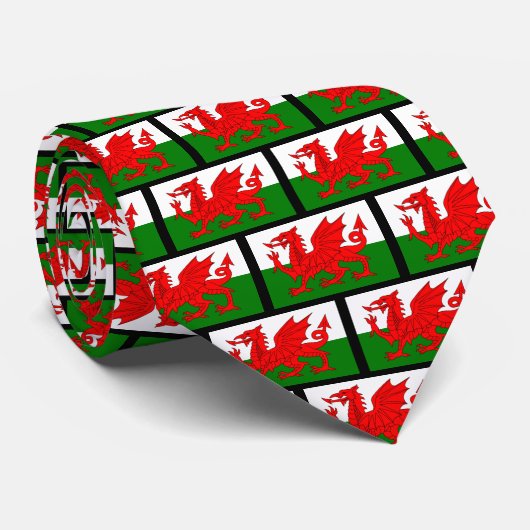 WALES Flag Monogram Stropdas (Opgerold)