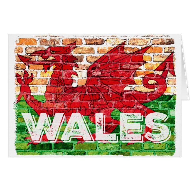 Wales Flag op Brick (Voorkant Horizontaal)