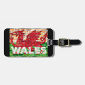 Wales Flag op Brick Bagagelabel (Voorkant horizontaal)