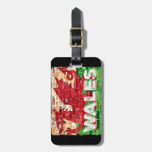 Wales Flag op Brick Bagagelabel (Voorkant verticaal)