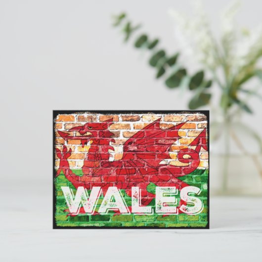 Wales Flag op Brick Briefkaart (Staand voorkant)