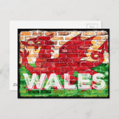 Wales Flag op Brick Briefkaart (Voorkant / Achterkant)