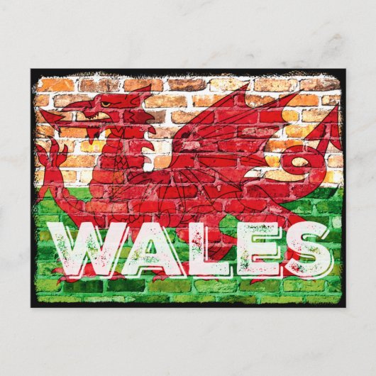 Wales Flag op Brick Briefkaart (Voorkant)