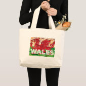 Wales Flag op Brick Grote Tote Bag (Voorkant (product))