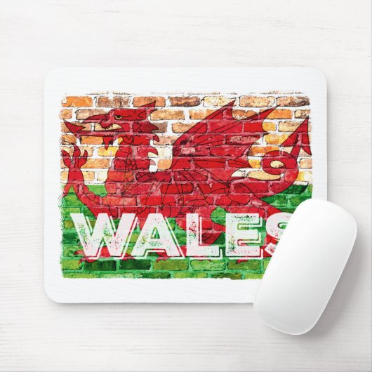 Wales Flag op Brick Muismat (Met muis)