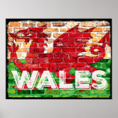 Wales Flag op Brick Poster (Voorkant)