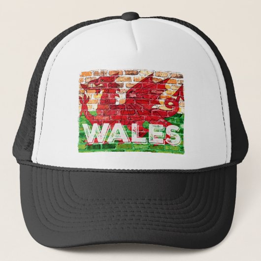 Wales Flag op Brick Trucker Pet (Voorkant)