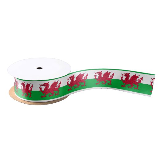Wales flag Ribbon Satijnen Lint (Spoel)