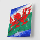 Wales Flag & Sky Proud Patriotic Wall Clock Vierkante Klok (Hoek)
