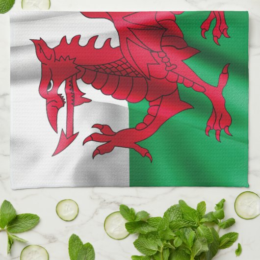 Wales Flag Theedoek (Gevouwen)