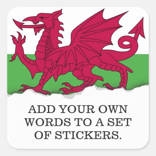 Wales Flag Vierkante Sticker (Voorkant)