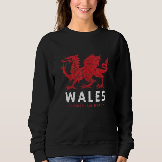 Wales Flag Welsh Dragon Baner Cymru Am Byth Welshm Trui (Voorkant)