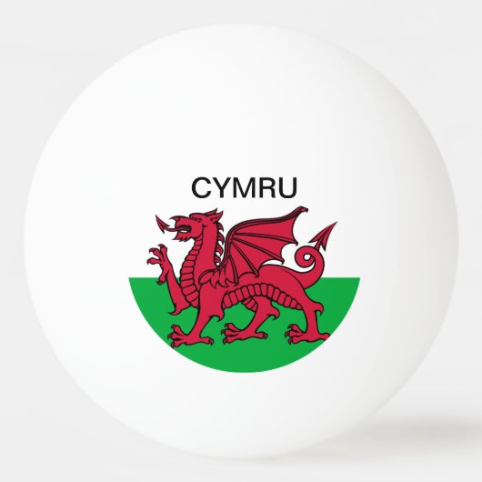 Wales Flag World Cup 2022 Rode draak Cymru Pingpongbal (Voorkant)