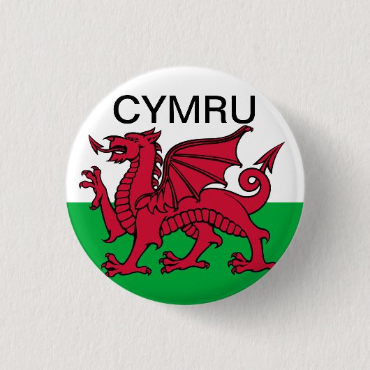 Wales Flag World Cup 2022 Rode draak Cymru Ronde Button 3,2 Cm (Voorkant)