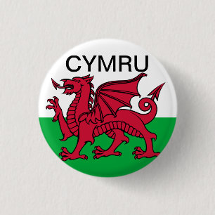 Wales Flag World Cup 2022 Rode draak Cymru Ronde Button 3,2 Cm