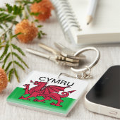 Wales Flag World Cup 2022 Rode draak Cymru Sleutelhanger (Voorkant Rechts)