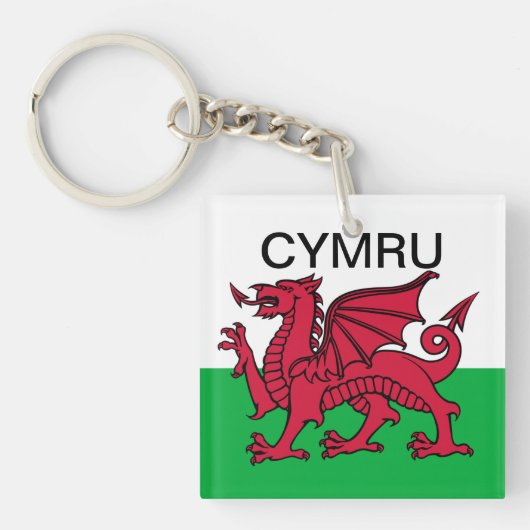 Wales Flag World Cup 2022 Rode draak Cymru Sleutelhanger (voorkant)