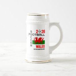 WALES Football Voetbal Custom Name 2024 ELK JAAR Bierpul