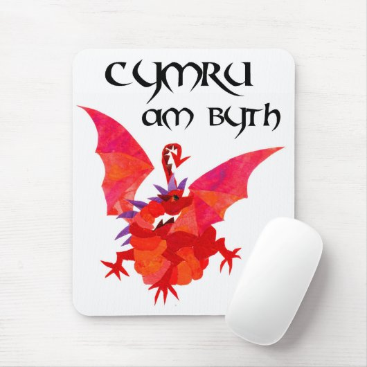 "Wales Forever!" Mousepad: Rode draak Muismat (Met muis)