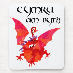 "Wales Forever!" Mousepad: Rode draak Muismat