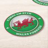Wales Forever Ronde Kartonnen Onderzetter (Gebogen)