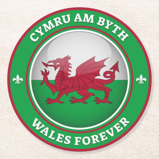 Wales Forever Ronde Kartonnen Onderzetter (Voorkant)