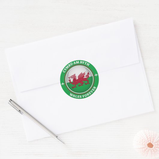 Wales Forever Ronde Sticker (Envelop)