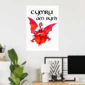 "Wales Forever!" Rood drakenPoster Poster (Thuiskantoor)