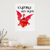 "Wales Forever!" Rood drakenPoster Poster (Keuken)