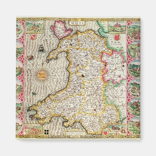 Wales, gegraveerd door Jodocus Hondius Magneet (Voorkant)