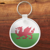 Wales Glossy Circle Flag Sleutelhanger (Voorkant)