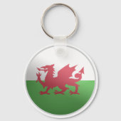 Wales Glossy Circle Flag Sleutelhanger (Achterkant)
