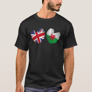 Wales Groot-Brittannië Heart UK Flag Welsh Flag He T-shirt