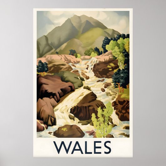 Wales Groot-Brittannië Vintage Reisposter Aangepas Poster (Voorkant)