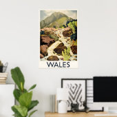 Wales Groot-Brittannië Vintage Reisposter Aangepas Poster (Thuiskantoor)