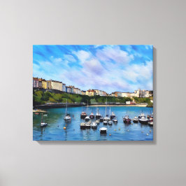 Wales, haven van Tenby Canvas Afdruk