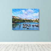 Wales, haven van Tenby Canvas Afdruk (Insitu (Houten vloer))