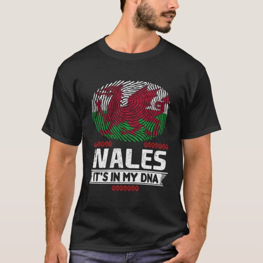 Wales het staat in mijn DNA Wales vlag T-shirt (Voorkant)