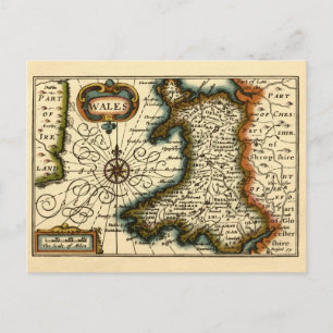 Wales - Historische Oude Antiquarische Britse Atla Briefkaart