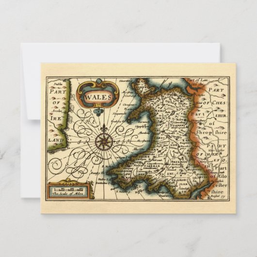 Wales - Historische Oude Antiquarische Britse Atla Kaart (Voorkant)