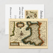 Wales - Historische Oude Antiquarische Britse Atla Kaart (Voorkant / Achterkant)