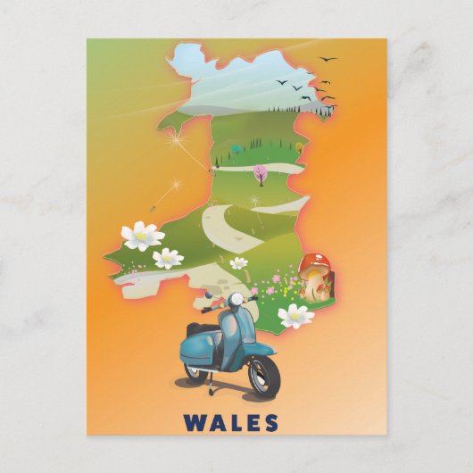 Wales kaart vintage reisposter (Voorkant)
