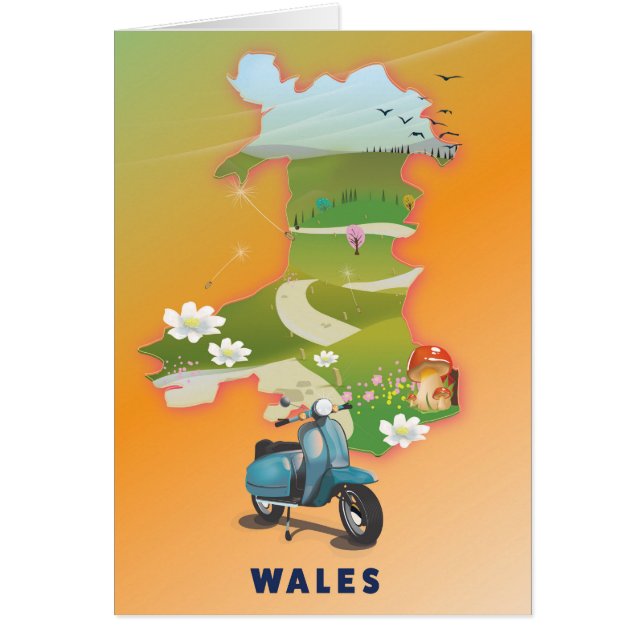 Wales kaart vintage reisposter (Voorkant)